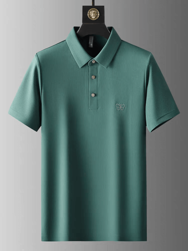 Elegant Bloom Polo T-Shirt with Butterfly embroidered